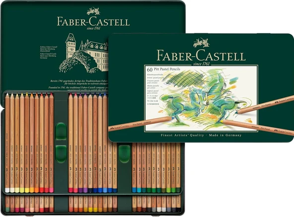 Faber-Castell Pitt Pastel Boya Kalemi, 60 Renk, Yüksek Pigment, Solmaya Dirençli, Fırça Ve Parmakla ürün görseli 1