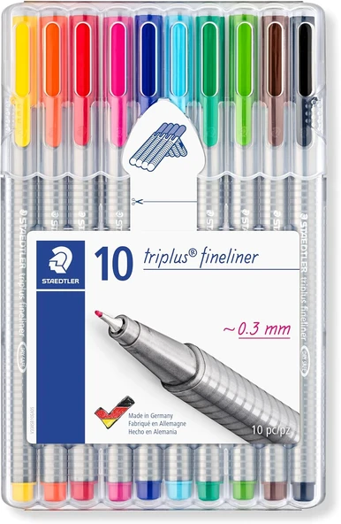 Staedtler 334 Sb10 Triplus Üçgen Fineliner 0.3 Mm 10'Lu Set ürün görseli 1