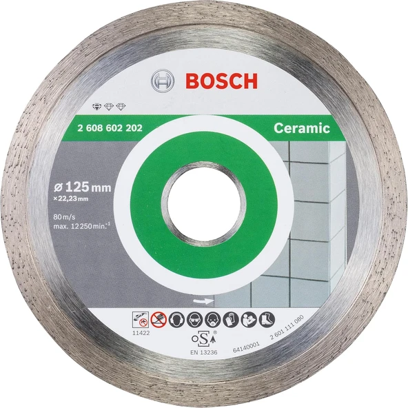 Bosch Standard Seri Seramik İçin Elmas Kesme Diski 125 Mm, Gri ürün görseli 1