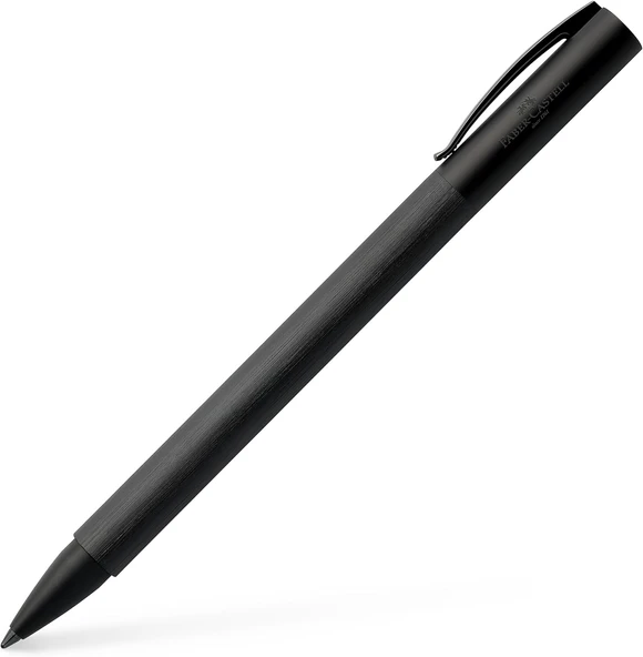 Faber-Castell Ambition All Black Tükenmez Kalem, M Uç, Çevirme Mekanizmalı, Krom Kapak, Siyah Refil ürün görseli 1