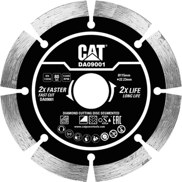 Cat Da09001 115Mm Profesyonel Beton, Tuğla, Parke Taşı Elmas Kesme Diski (Soketli, Aralıklı Kenar) ürün görseli 1