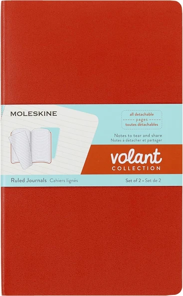 Moleskine Çizgili Volant Not Defteri 2'Li Set L Boy Turuncu + Aqua Mavi ürün görseli 1