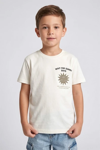 Erkek Çocuk Paten Baskılı Tshirt Ekru 4-9 Yaş ürün görseli 1