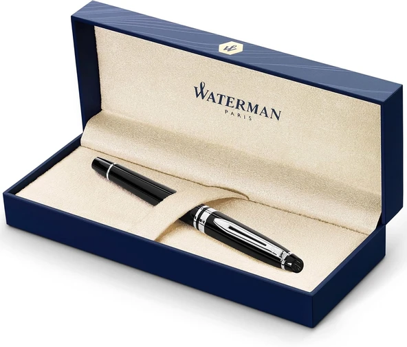 Waterman Expert Lake Siyah Krom Tasarımlı Dolma Kalem, Orta Kalınlıkta Uç, Mavi Mürekkep (S0951760) ürün görseli 1