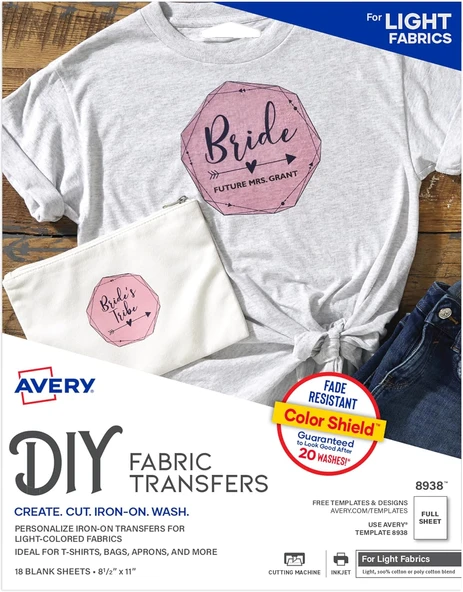 Avery T-Shirt-Transfer Mürekkep Püskürtmeli Baskı Için, Açık 9 Pack ürün görseli 1