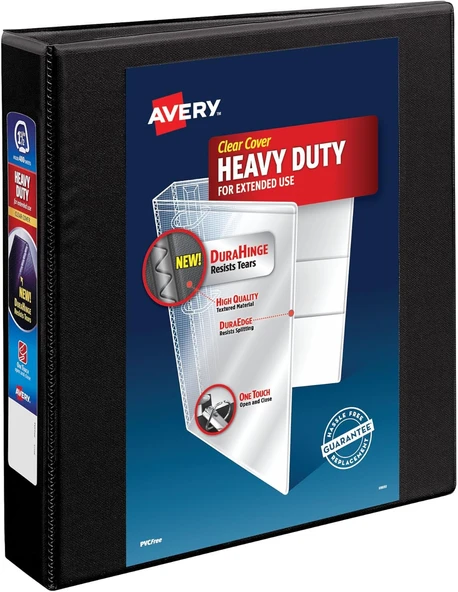 Avery Sağlam Ezd Halkalı Defter 3 Halkalı, 3,8 Cm (1,5 Inç) Tek Dokunuşlu Halka, 21,6 X 27,9 Cm Kağı ürün görseli 1
