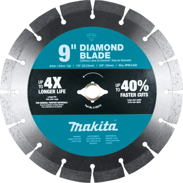 Makita E-02515 9 Inç Elmas Bıçak, Segmentli, Genel Amaçlı ürün görseli 1