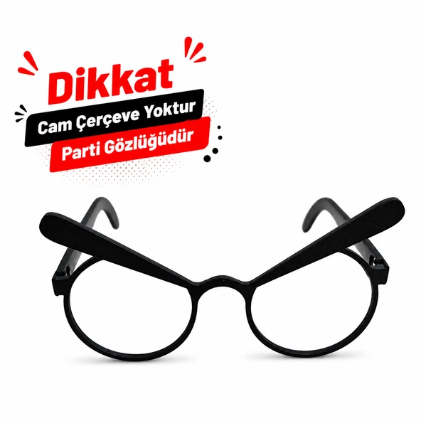 ? Minimal Retro Parti Gözlüğü Tekli | Siyah Tasarım | Eğlenceli Konsept | Sert Plastik Hafif Gözlük ürün görseli 1