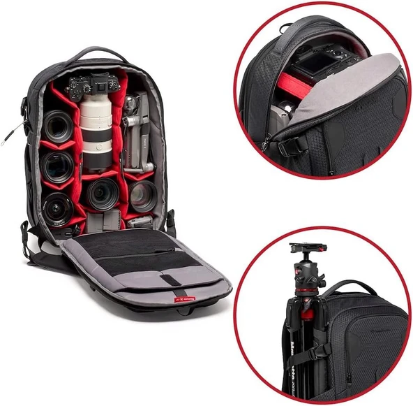 Manfrotto Pro Light Backloader M, Backpack For Mirrorless Cameras, Top And Rear Access, Double Tripo - Resim 5