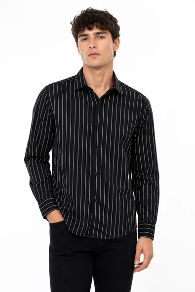 Erkek Spor Silim Fit Çizgili Yazlık Gömlek BGL-ST05380 ürün görseli 1