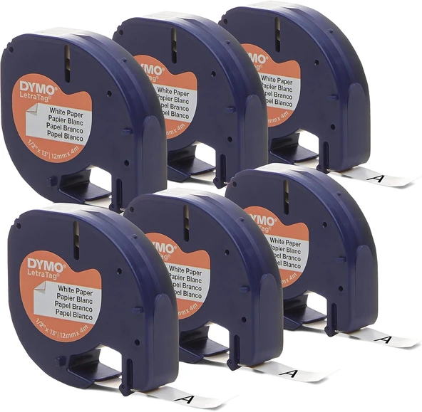 Dymo Letratag Etiket Makineleri Için Otantik Lt Kağıt Etiketleme Bandı, 1/2" (12 Mm), Beyaz Bant Üze ürün görseli 1