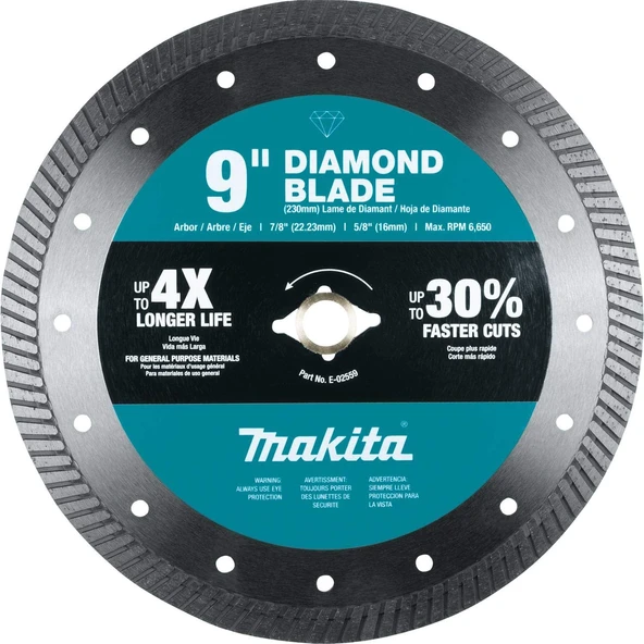 Makita E-02559 9" Elmas Bıçak, Turbo, Genel Amaçlı ürün görseli 1