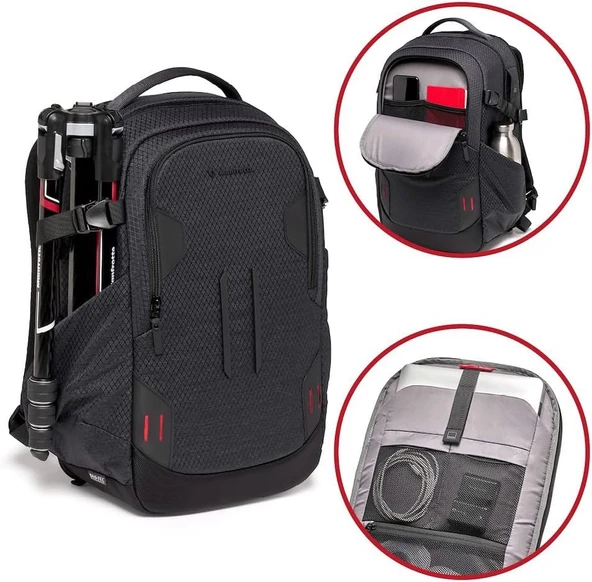 Manfrotto Pro Light Backloader M, Backpack For Mirrorless Cameras, Top And Rear Access, Double Tripo - Resim 3