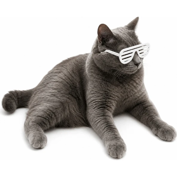 ✨ Kedi Gözlük Seti 3’lü | Renk Seçenekli Eğlenceli Kedi Aksesuarı | Sert Plastik ürün görseli 1
