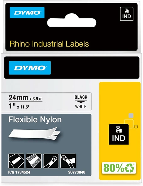 Rhinopro Esnek Naylon Şerit 24 Mmx3.5M Beyaz/Siyah ürün görseli 1