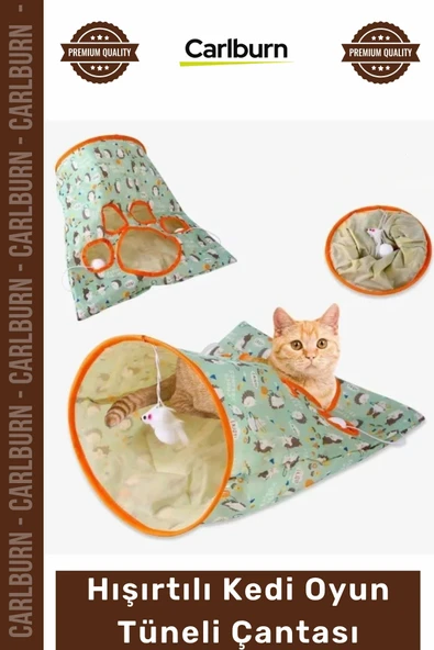 #KediOyuncağı İnteraktif Katlanabilir Peluş Fare Oyuncaklı Kirpi Hışırtılı Kedi Oyun Tüneli Çantası ürün görseli 1