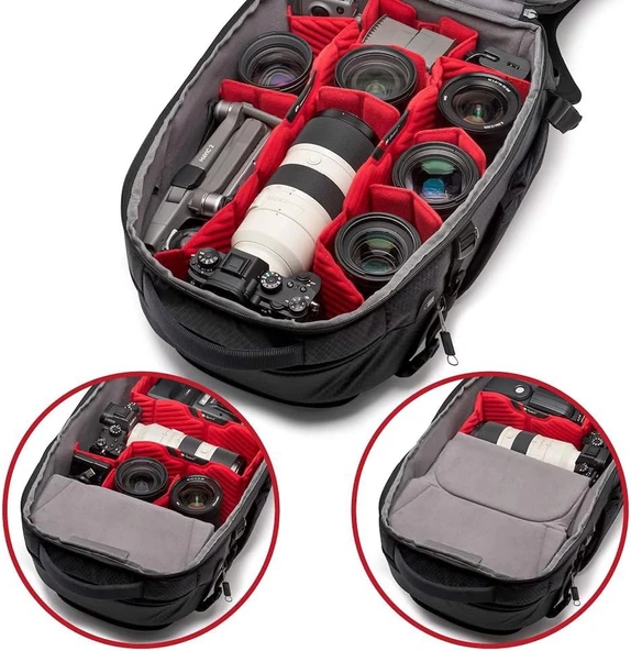 Manfrotto Pro Light Backloader M, Backpack For Mirrorless Cameras, Top And Rear Access, Double Tripo - Resim 6
