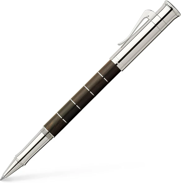 Graf Von Faber-Castell Anello Grenadilla Roller Kalem, Platin Kaplama, Dayanıklı Ahşap Gövde, Şık Ve ürün görseli 1