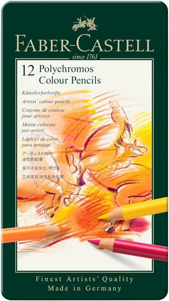 Faber-Castell Polychromos Kuru Boya Kalemi, 12 Renk ürün görseli 1