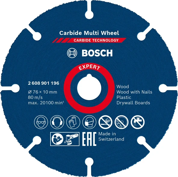 Bosch 1X Expert Carbide Multi Wheel Kesici Diskler (Sert Ahşap, Çivili Ahşap, Plastik, Alçıpan Panel ürün görseli 1
