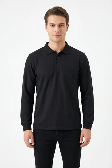 Erkek Büyük Beden Mevsimlik Polo Yaka Cepli Sweatshirt BGL-ST05367 ürün görseli 1