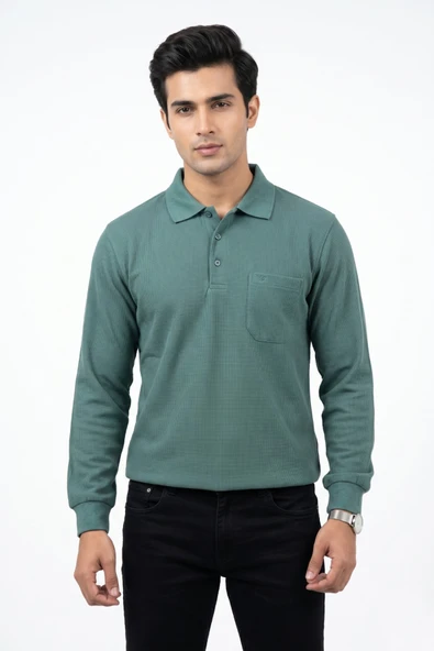Erkek Mevsimlik Polo Yaka Cepli Sweatshirt BGL-ST05366 ürün görseli 1