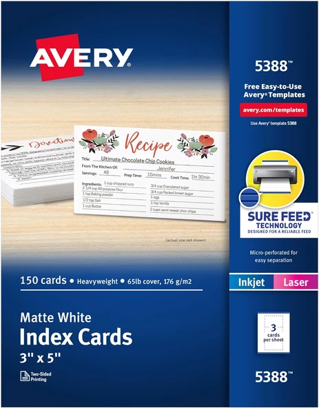Avery 5388 Beyaz 150Pièce"" (S) Trennblatt – Trennblaetter (Beyaz, 50 Yaprak, 3,23 M (127), 193,6 Cm ürün görseli 1
