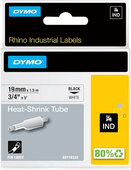 Rhinopro Isıyla Küçülen Şerit19Mmx1,5M Beyaz/Siyah ürün görseli 1