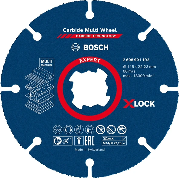 Bosch 1X Expert Carbide Multi Wheel X-Lock Kesici Diskler (Sert Ahşap, Çivili Ahşap, Plastik, Alçıpa ürün görseli 1