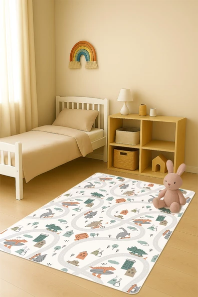 Modern Desenli Dijital Baskı Kaymaz Taban Çocuk ve Genç Odası Halısı H0877 RENKLİ 100 X 200 ürün görseli 1