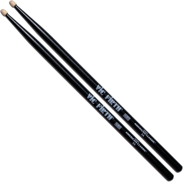 Vic Firth Baget (Çift) 5A Wood Black, Hıckory, 0.565"X16", M ürün görseli 1