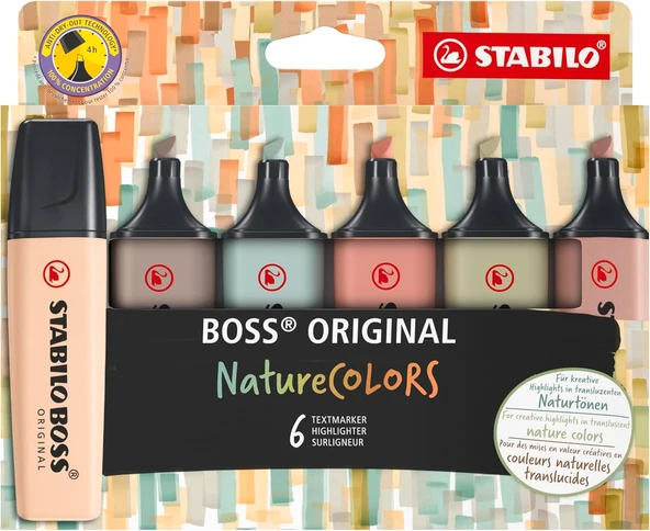 Stabilo Boss Original Naturecolors - Fosforlu Kalem - 6'Lı Paket - Çeşitli Renkler ürün görseli 1