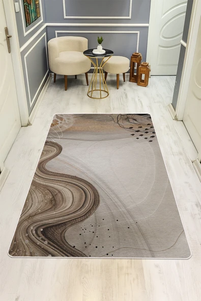 Modern Desenli Dijital Baskı Kaymaz Taban Halı H0924 RENKLİ 100 X 200 ürün görseli 1
