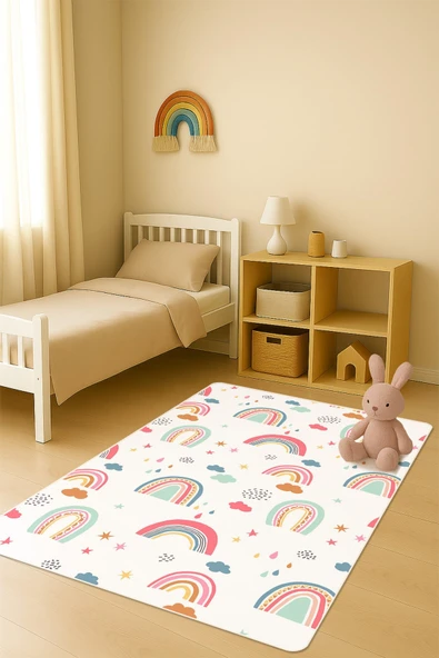 Modern Desenli Dijital Baskı Kaymaz Taban Çocuk ve Genç Odası Halısı H0756 RENKLİ 80 X 150 ürün görseli 1
