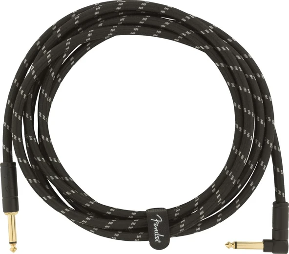 Fender Deluxe Series Instrument Cable Black Tweed Açılı - 3 Metre Enstrüman Kablosu ürün görseli 1