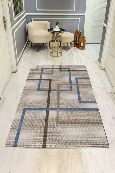 Modern Desenli Dijital Baskı Kaymaz Taban Halı H0948 RENKLİ 80 X 150 ürün görseli 1