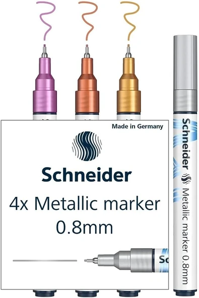 Schneider Paint-It Metalik Marker 4'Lü Set (Set 2, Çizgi Kalınlığı 0,8 Mm, Yeni Pigment Teknolojisi, ürün görseli 1
