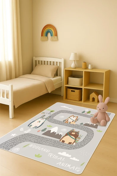 Modern Desenli Dijital Baskı Kaymaz Taban Çocuk ve Genç Odası Halısı H0875 RENKLİ 80 X 300 ürün görseli 1
