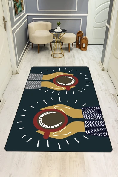 Modern Desenli Dijital Baskı Kaymaz Taban Halı H0739 RENKLİ 100 X 300 ürün görseli 1