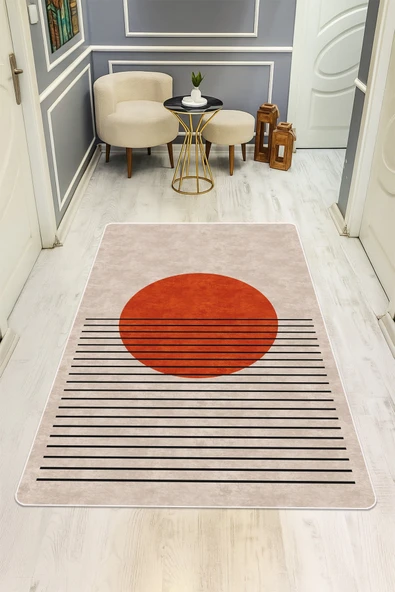 Modern Desenli Dijital Baskı Kaymaz Taban Halı H0958 RENKLİ 80 X 200 ürün görseli 1