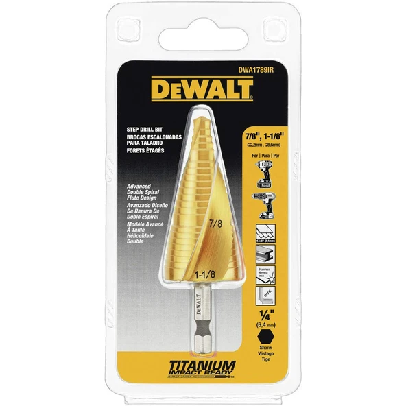 Dewalt Dwa1789Ir Kademeli Matkap Ucu 22-29 Mm, Titanyum Nitrür Kaplamalı, Darbeli Sürücü İçin ürün görseli 1