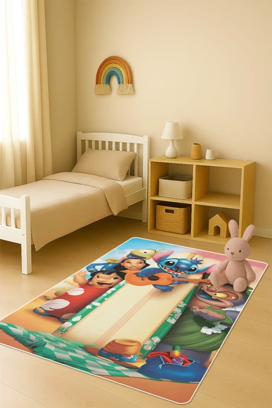Modern Desenli Dijital Baskı Kaymaz Taban Çocuk ve Genç Odası Halısı H0870 RENKLİ 100 X 300 ürün görseli 1