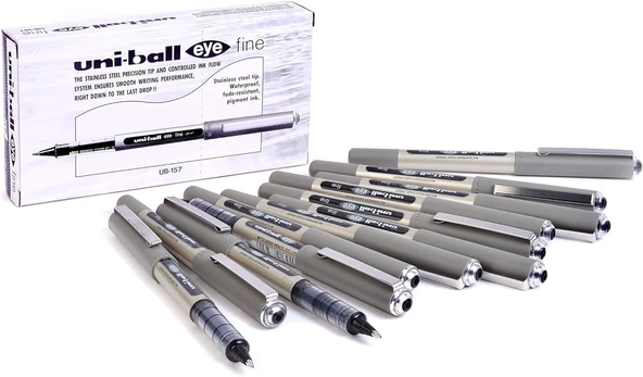 Uni-Ball Ub-157 Eye Fine Tükenmez Kalem, Siyah Uni Süper Mürekkep, 0,7 Mm Uç, 12 Adet ürün görseli 1