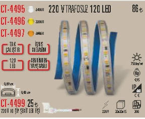 CT-4495 220 V TRAFOSUZ 120 LED BEYAZ 5 METRE ürün görseli 1