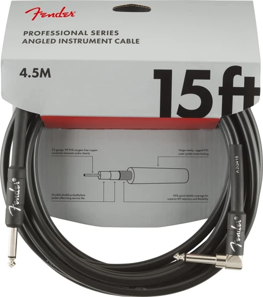 Fender Professional Series Instrument Cable 4.5 Metre (Düz-Açılı) Enstrüman Kablosu ürün görseli 1