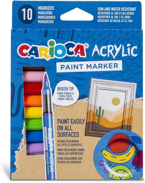 Carioca Akrilik Paint Marker Su Bazli Fırça Uçlu 10'Lu ürün görseli 1