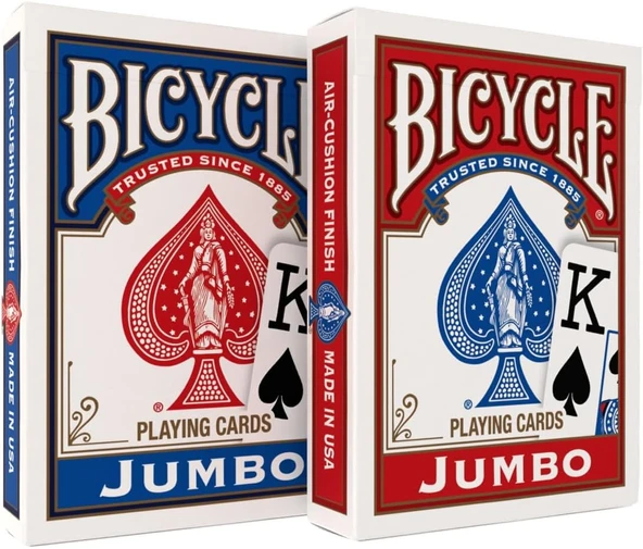Bicycle Rider Back Intl. Jumbo Endeks Oyun Kartları, İkili Paket, Kırmızı & Mavi ürün görseli 1