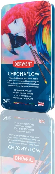 Derwent Chromaflow Renkli Kalem, 24'Lü Set, Metal Kutuda, 3,5 Mm Uç Kalınlığı, Yumuşak Dokulu Karışt ürün görseli 1