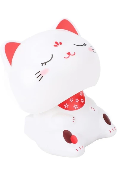 9 cm Güneş Enerjili Solar Kafa Sallayan Şans Kedi Maneki Neko Kedisi Araba Masaüstü Hediyelik Süsü ürün görseli 1