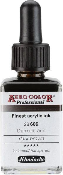 Schmincke Aero Color Professional Akrilik Airbrush Mürekkebi 28 Ml 606 Dark Brown ürün görseli 1